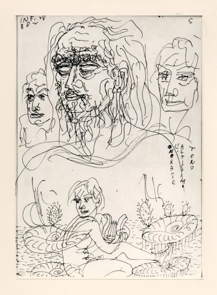 Universit&agrave; di Pisa. Dipartimento di Storia delle Arti , Zancanaro, Antonio - sec. XX - Onorate l'altissimo poeta - foglio 50 recto , fronte