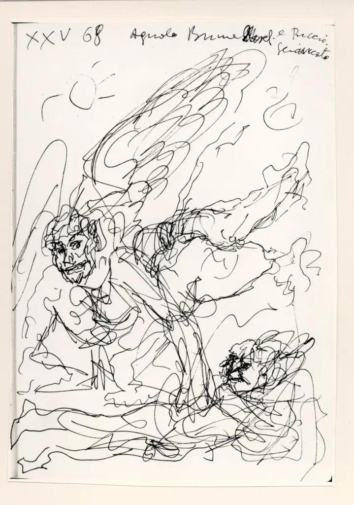 Universit&agrave; di Pisa. Dipartimento di Storia delle Arti , Zancanaro, Antonio - sec. XX - Agnolo Brunelleschi e Puccio Sciancato - foglio 70 recto , fronte