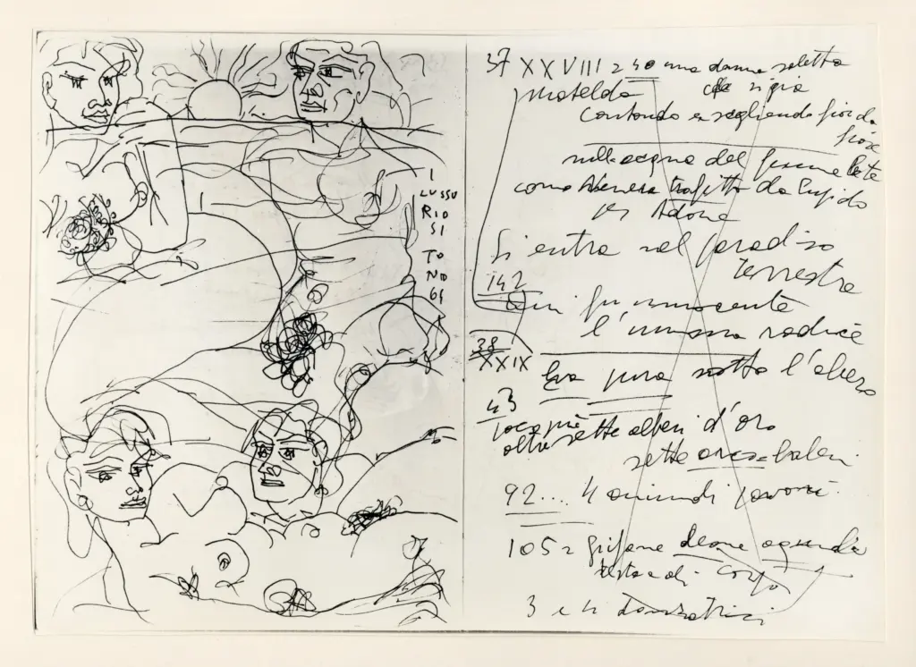 Universit&agrave; di Pisa. Dipartimento di Storia delle Arti , Zancanaro, Antonio - sec. XX - I lussuriosi - foglio 18 verso e foglio 19 recto , fronte