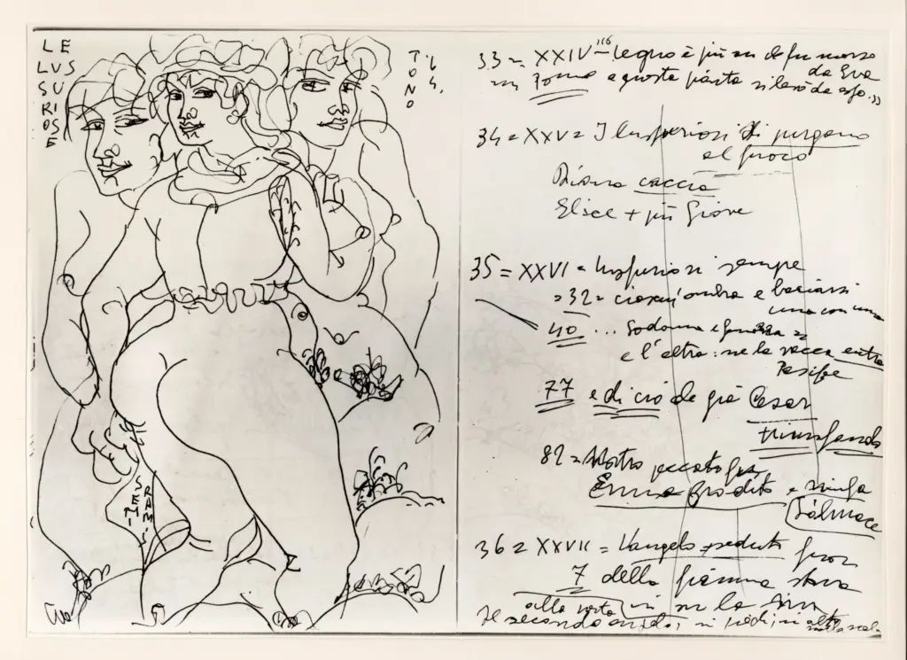 Universit&agrave; di Pisa. Dipartimento di Storia delle Arti , Zancanaro, Antonio - sec. XX - Le lussuriose - foglio 17 verso e foglio 18 recto