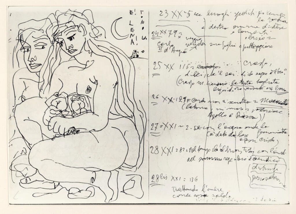 Università di Pisa. Dipartimento di Storia delle Arti , Zancanaro, Antonio - sec. XX - Elena - foglio 15 verso e foglio 16 recto , fronte