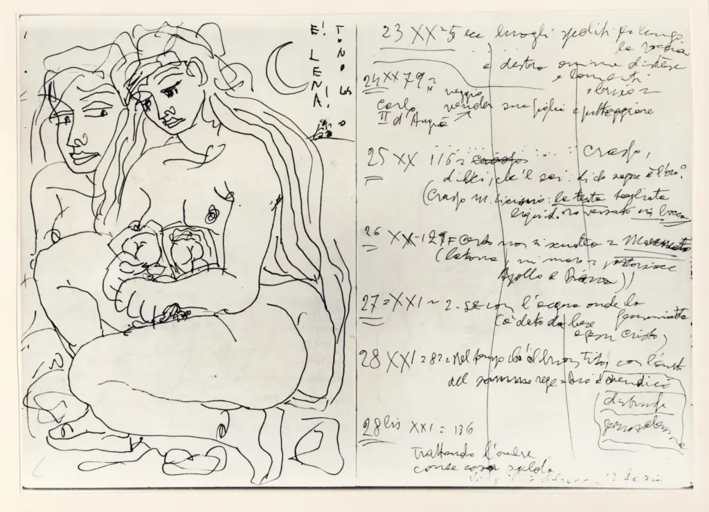 Universit&agrave; di Pisa. Dipartimento di Storia delle Arti , Zancanaro, Antonio - sec. XX - Elena - foglio 15 verso e foglio 16 recto , fronte