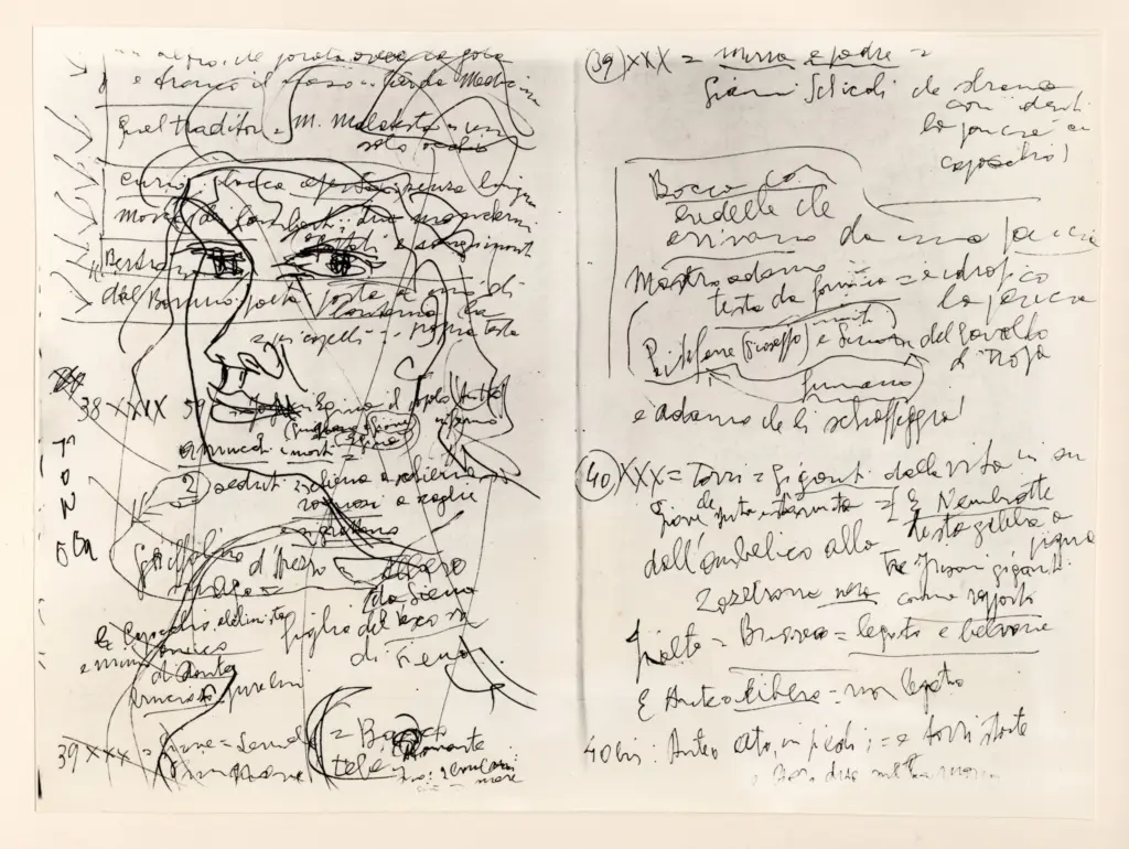 Universit&agrave; di Pisa. Dipartimento di Storia delle Arti , Zancanaro, Antonio - sec. XX - Volto femminile - foglio 8 verso e foglio 9 recto , fronte