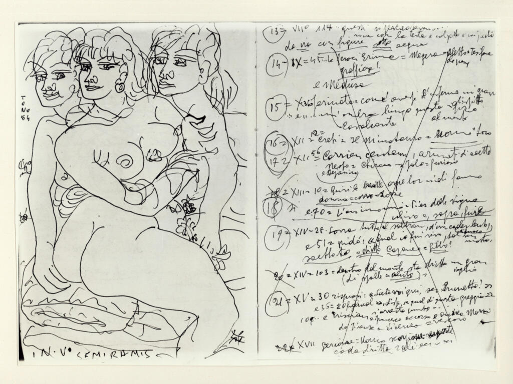 Università di Pisa. Dipartimento di Storia delle Arti , Zancanaro, Antonio - sec. XX - Semiramis - foglio 2 verso e foglio 3 recto , fronte