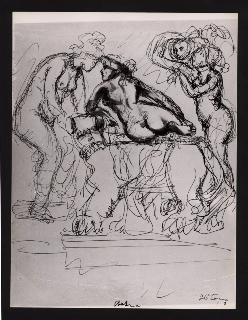 Anonimo , Zancanaro, Antonio - sec. XX - Tre figure femminili , fronte