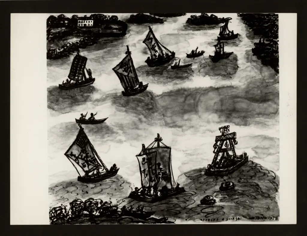 Anonimo , Zancanaro, Antonio - sec. XX - Barche a Sciangai