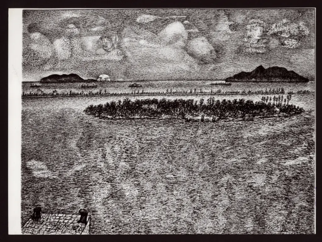 Anonimo , Zancanaro, Antonio - sec. XX - Paesaggio lacustre , fronte