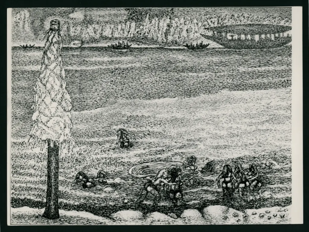 Anonimo , Zancanaro, Antonio - sec. XX - Figure femminili al mare con barche sullo sfondo , fronte