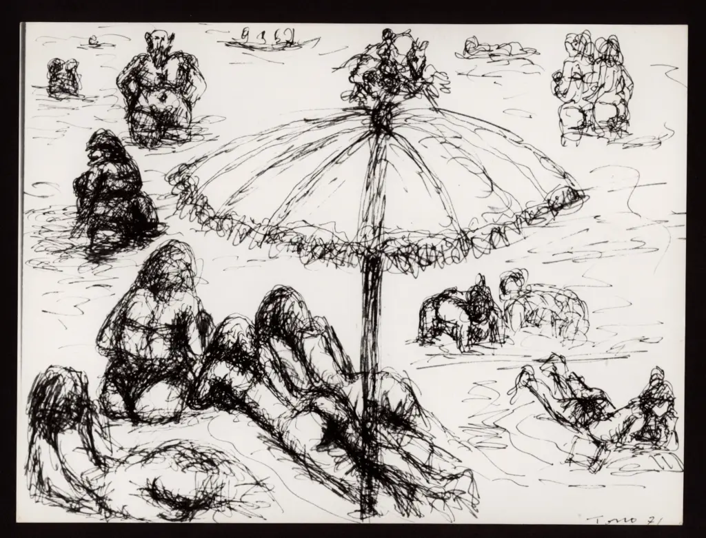 Anonimo , Zancanaro, Antonio - sec. XX - Persone al mare