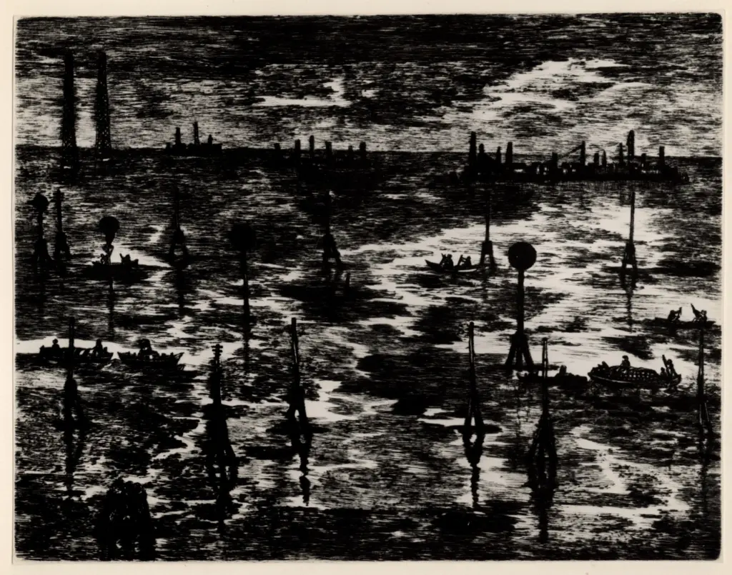 Anonimo , Zancanaro, Antonio - sec. XX - Paesaggio marino con barche , fronte