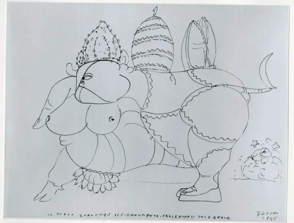 Anonimo , Zancanaro, Antonio - sec. XX - Il porco Qualunqu pu&ograve; finalmente presentarsi tale quale , fronte