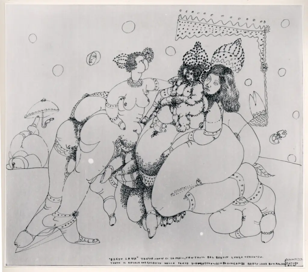 Anonimo , Zancanaro, Antonio - sec. XX - Berto Lana tenta-non si sa mai-tenta il bel Bertin , fronte