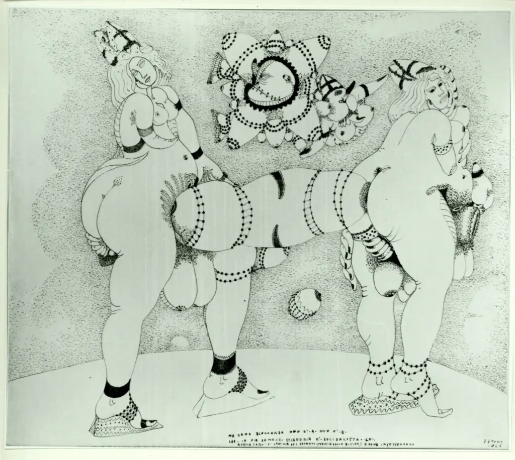 Anonimo , Zancanaro, Antonio - sec. XX - Madama Bloccarda non &egrave; A non &egrave; B lei-la pia democristianeria , fronte