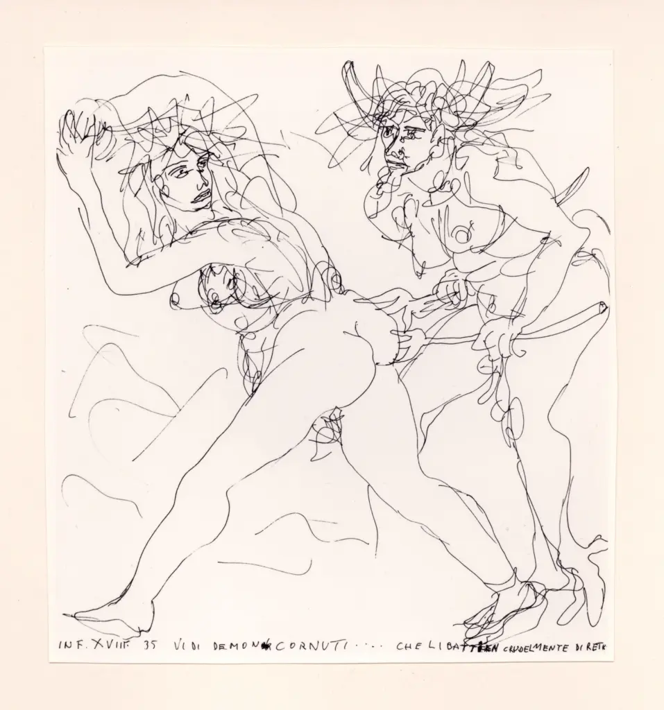 Anonimo , Zancanaro, Antonio - sec. XX - INF XVIII-35. Vidi demon cornuti...che li battien crudelmente di retro