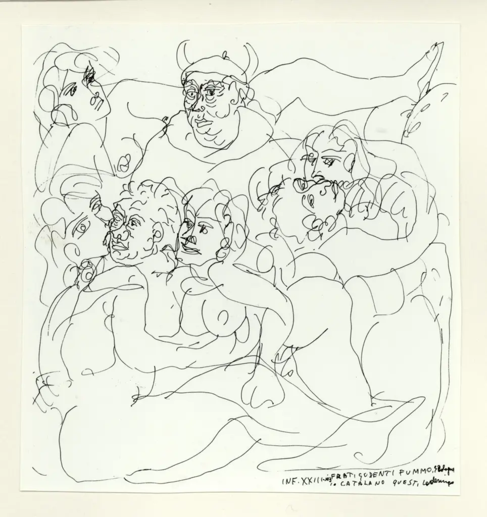Anonimo , Zancanaro, Antonio - sec. XX - INF XXIII-103. Frati godenti fummo, e bolognesi [...] , fronte