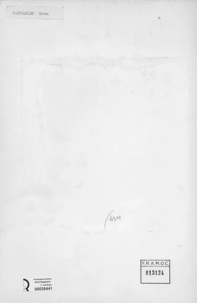 Anonimo , Zancanaro, Antonio - sec. XX - Levanico. Giardino di Circe , retro