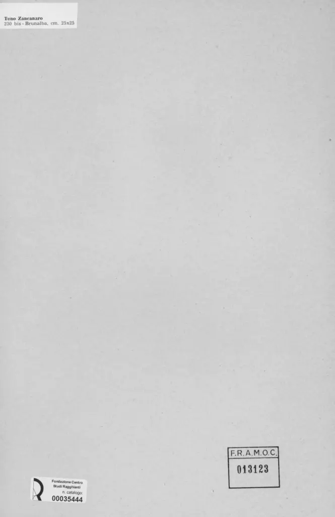 Anonimo , Zancanaro, Antonio - sec. XX - Brunalba , retro