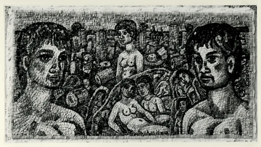 Natali , Zancanaro, Antonio - sec. XX - Mosaico raffigurante vari corpi nudi , fronte