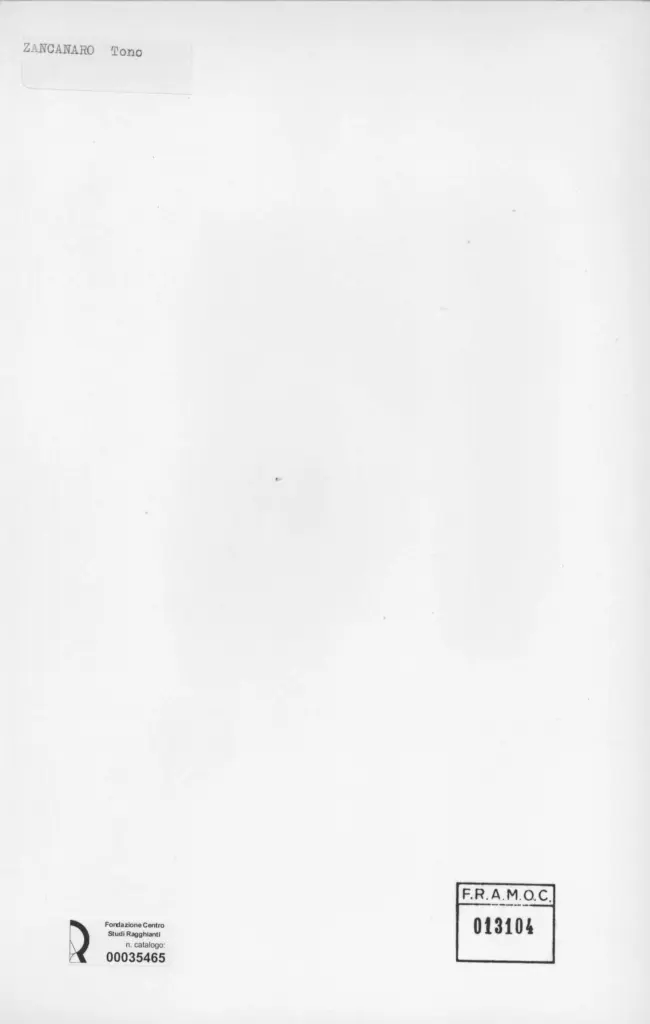 Anonimo , Zancanaro, Antonio - sec. XX - Scultura in preparazione , retro