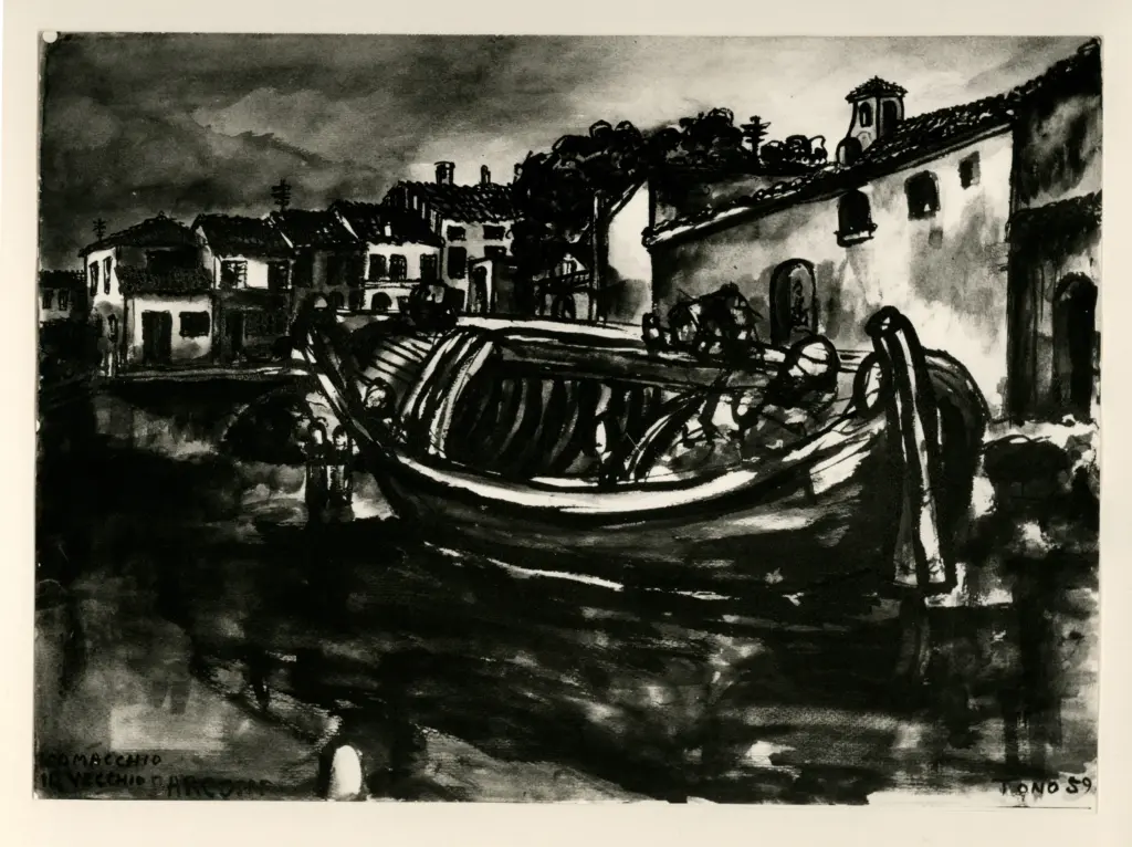 Anonimo , Zancanaro, Antonio - sec. XX - Comacchio il vecchio parco , fronte