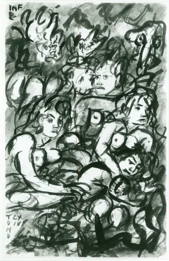 Anonimo , Zancanaro, Antonio - sec. XX - Figure all'Inferno , fronte