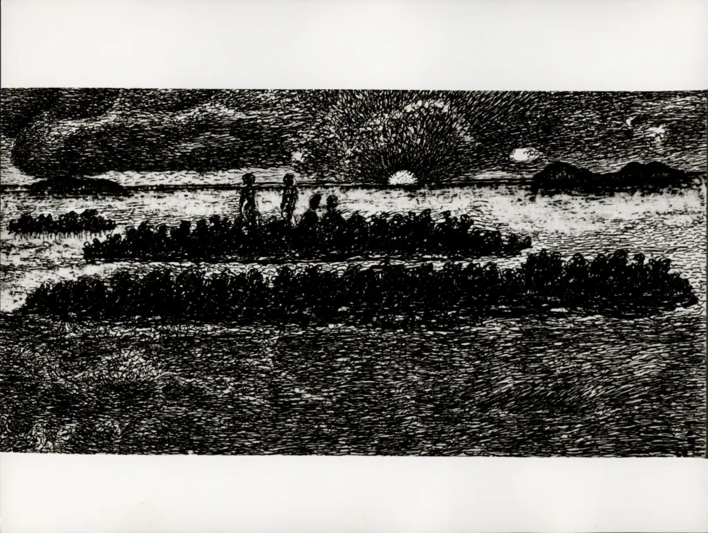 Anonimo , Zancanaro, Antonio - sec. XX - Paesaggio lacustre , fronte