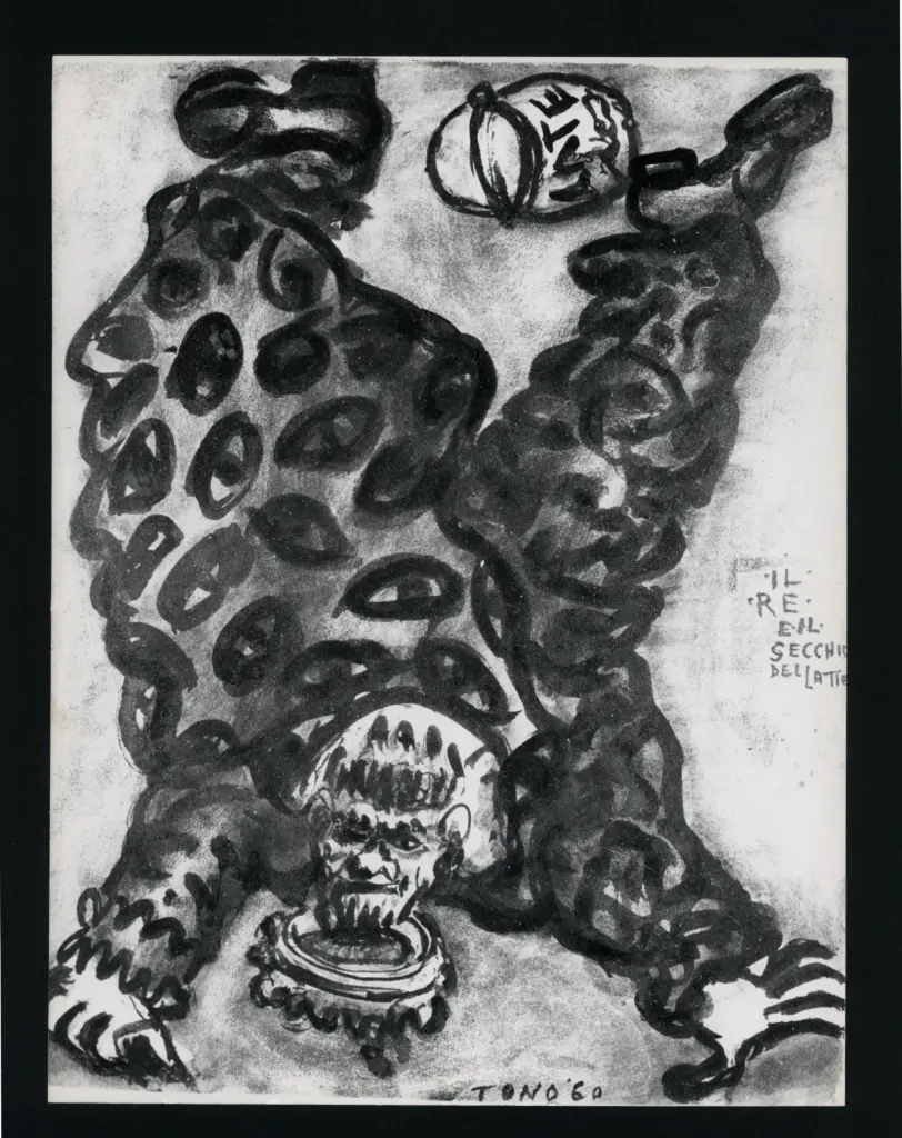 Anonimo , Zancanaro, Antonio - sec. XX - Il re e il secchio del latte