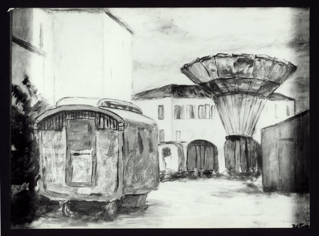 Anonimo , Zancanaro, Antonio - sec. XX - Paesaggio urbano , fronte