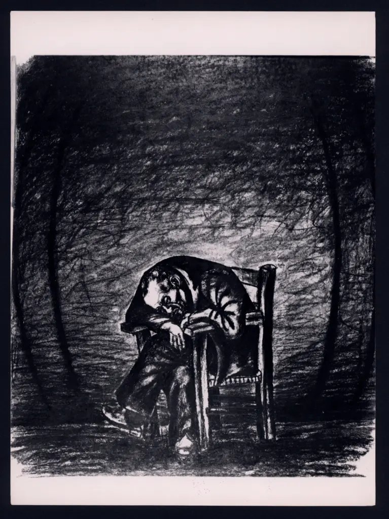 Anonimo , Zancanaro, Antonio - sec. XX - Uomo addormentato su una sedia