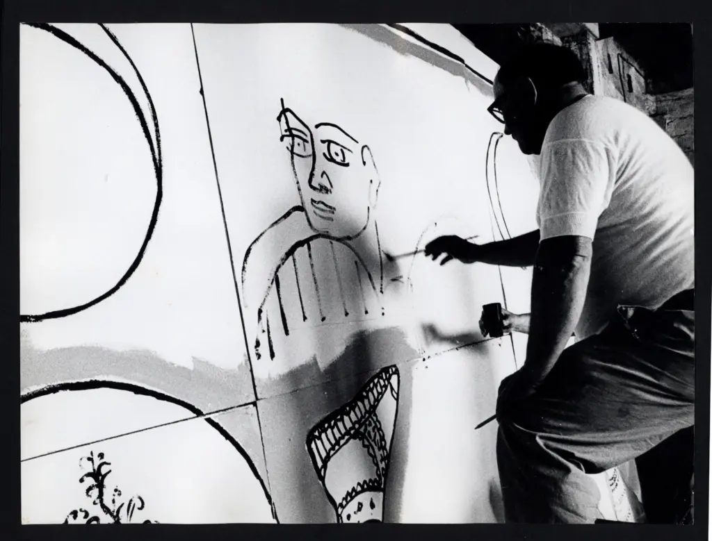 Anonimo , Zancanaro, Antonio - sec. XX - Artista che dipinge , fronte