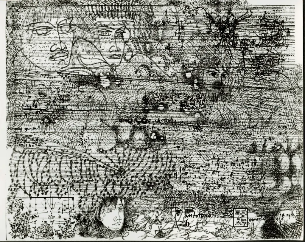 Anonimo , Zancanaro, Antonio - sec. XX - Note musicali e Volti , fronte