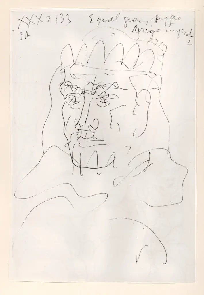 Universit&agrave; di Pisa. Dipartimento di Storia delle Arti , Zancanaro, Antonio - sec. XX - "Divina Commedia": quaderno B, foglio 46 recto: "Arrigo VII" , fronte