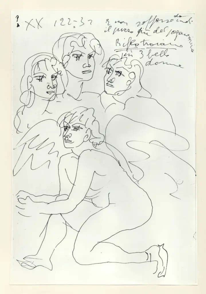 Universit&agrave; di Pisa. Dipartimento di Storia delle Arti , Zancanaro, Antonio - sec. XX - "Divina Commedia": quaderno B, foglio 39 recto: "Rifeo troiano" , fronte