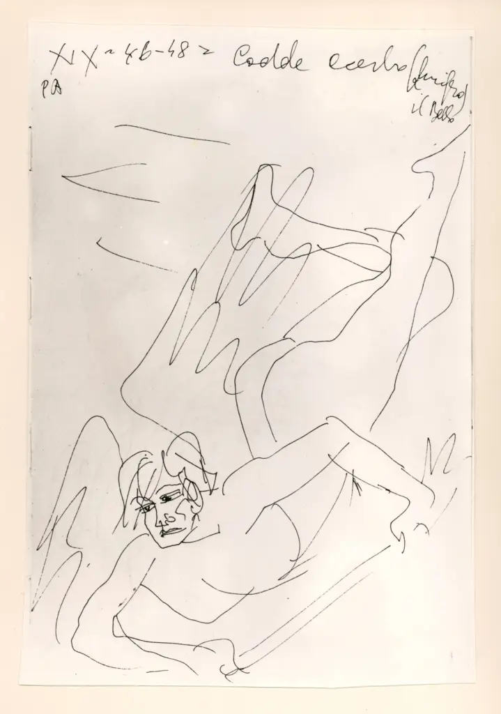 Universit&agrave; di Pisa. Dipartimento di Storia delle Arti , Zancanaro, Antonio - sec. XX - "Divina Commedia": quaderno B, foglio 37 recto: "Lucifero" , fronte