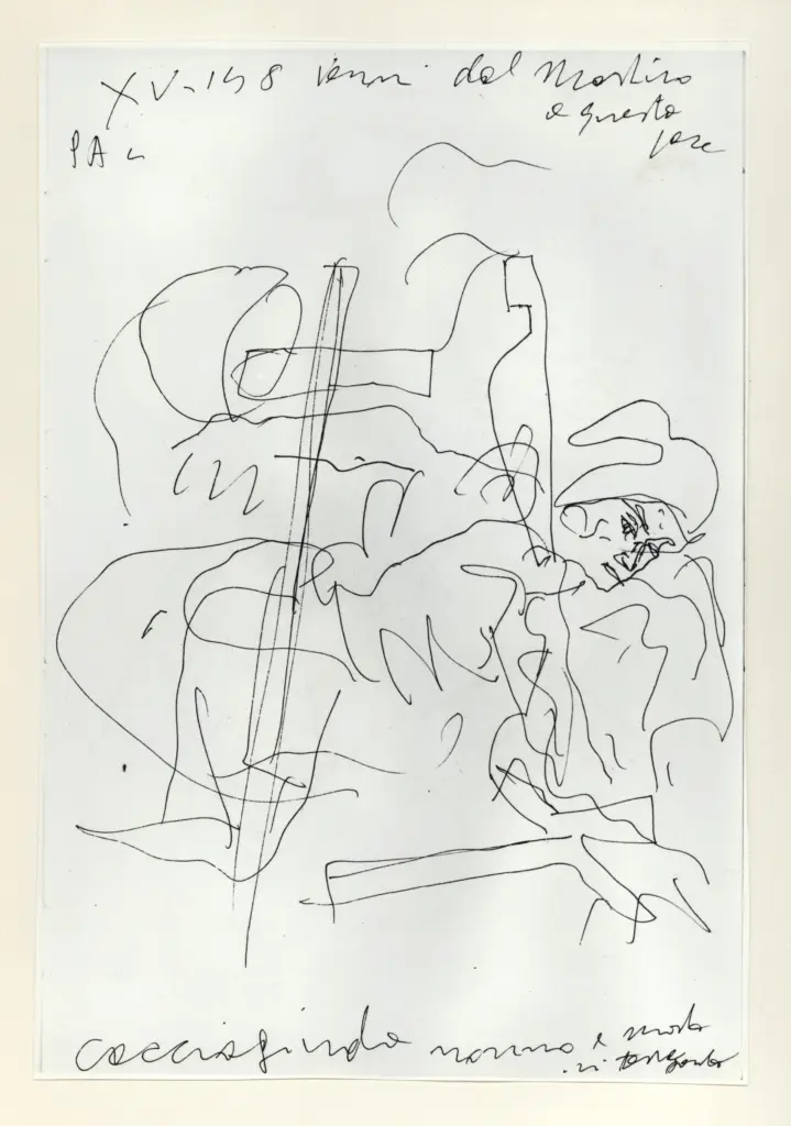 Universit&agrave; di Pisa. Dipartimento di Storia delle Arti , Zancanaro, Antonio - sec. XX - "Divina Commedia": quaderno B, foglio 36 recto: "Cacciaguida" , fronte