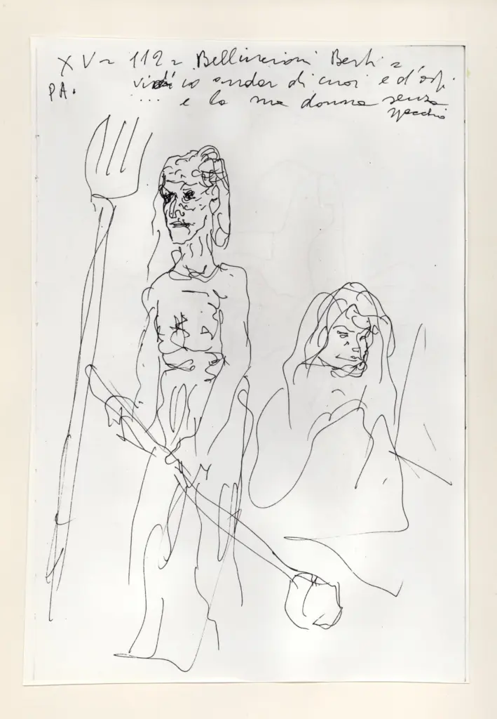 Universit&agrave; di Pisa. Dipartimento di Storia delle Arti , Zancanaro, Antonio - sec. XX - "Divina Commedia": quaderno B, foglio 35 recto: "Bellincion Berti" , fronte