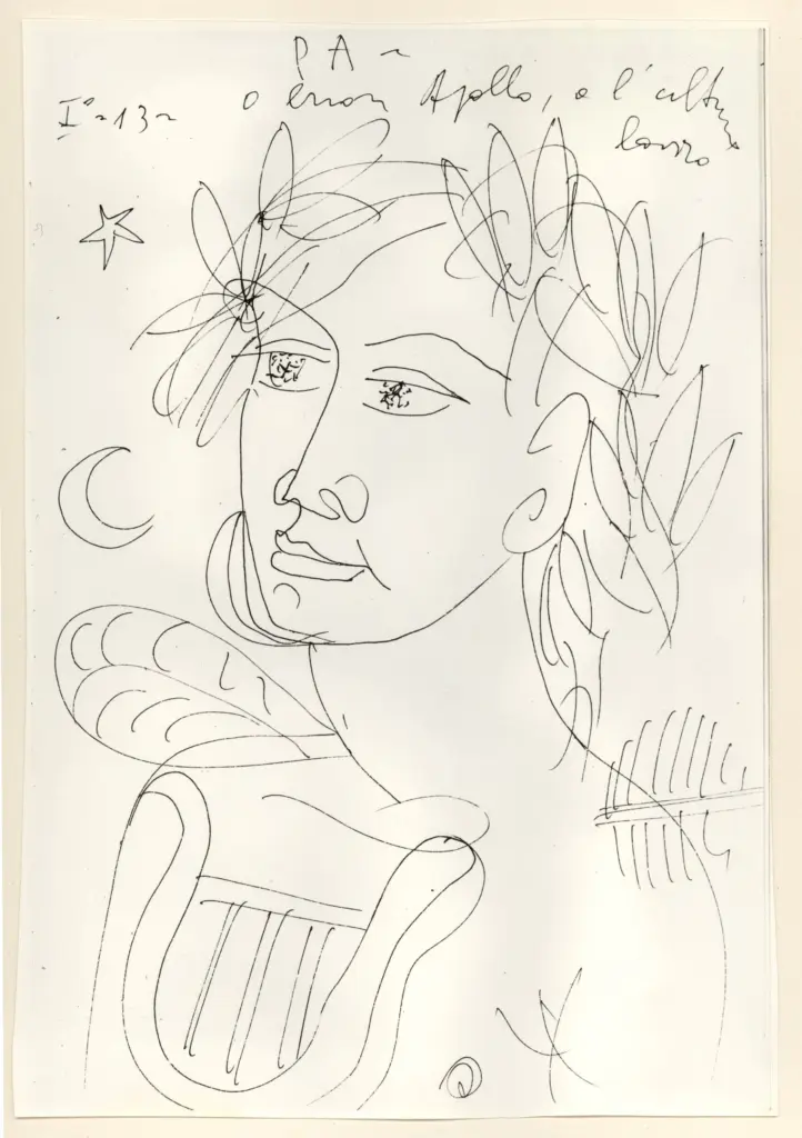 Universit&agrave; di Pisa. Dipartimento di Storia delle Arti , Zancanaro, Antonio - sec. XX - "Divina Commedia": quaderno B, foglio 29 recto: "O buon Apollo" , fronte