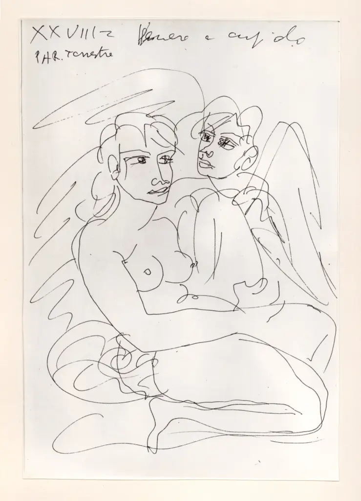 Universit&agrave; di Pisa. Dipartimento di Storia delle Arti , Zancanaro, Antonio - sec. XX - "Divina Commedia": quaderno B, foglio 24 recto: "Venere e Cupido" , fronte