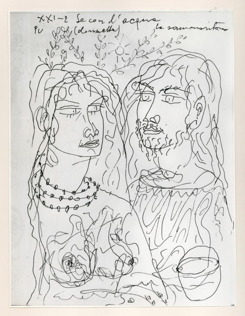 Università di Pisa. Dipartimento di Storia delle Arti , Zancanaro, Antonio - sec. XX -"Divina Commedia": quaderno B, foglio 15 recto: "La Sammaritana" , fronte