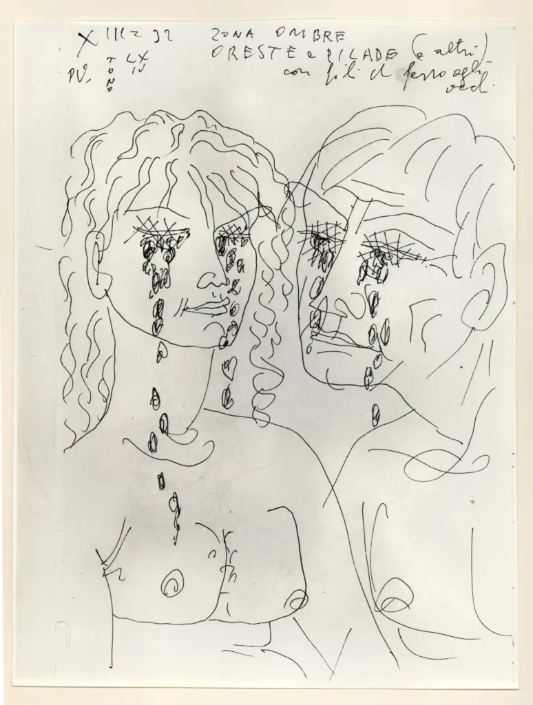 Universit&agrave; di Pisa. Dipartimento di Storia delle Arti , Zancanaro, Antonio - sec. XX - "Divina Commedia": quaderno B, foglio 9 recto: "Gli invidiosi" , fronte