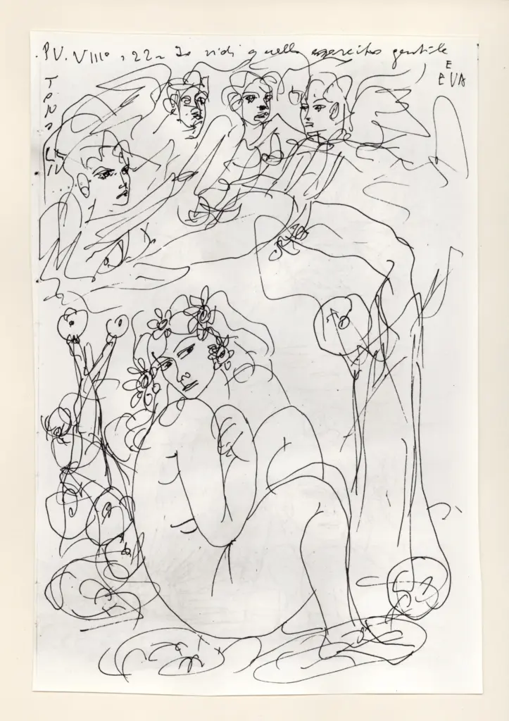 Universit&agrave; di Pisa. Dipartimento di Storia delle Arti , Zancanaro, Antonio - sec. XX - "Divina Commedia": quaderno B, foglio 4 recto: "Eva" , fronte