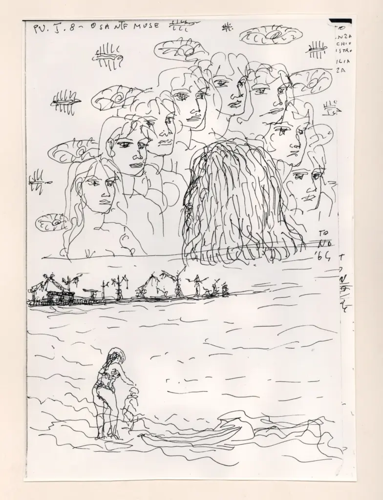 Universit&agrave; di Pisa. Dipartimento di Storia delle Arti , Zancanaro, Antonio - sec. XX - "Divina Commedia": quaderno B, foglio 1 recto: "O Sante Muse" , fronte