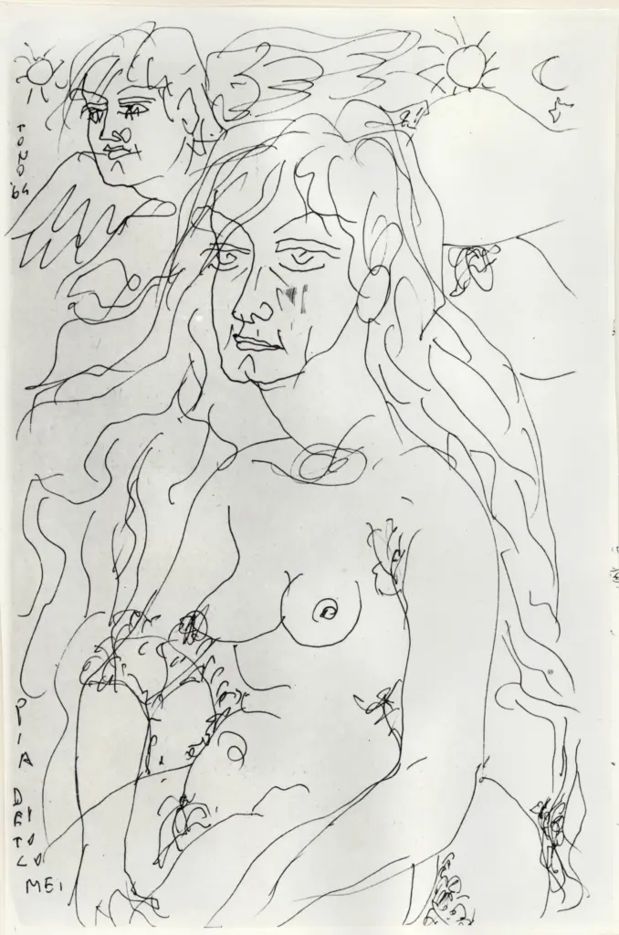 Universit&agrave; di Pisa. Dipartimento di Storia delle Arti , Zancanaro, Antonio - sec. XX - "Divina Commedia": quaderno B, 2a di copertina: "Pia dei Tolomei" , fronte