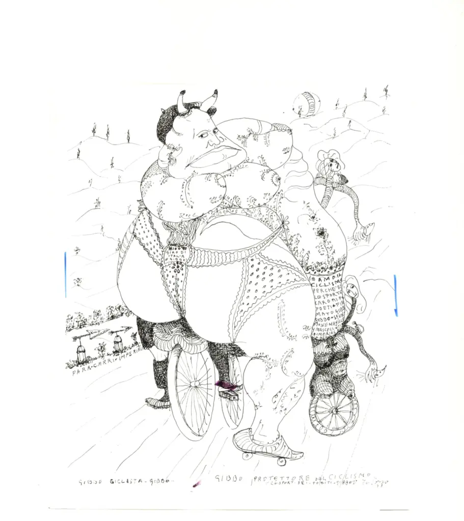 Anonimo , Zancanaro, Antonio - sec. XX - Gibbo ciclista , fronte