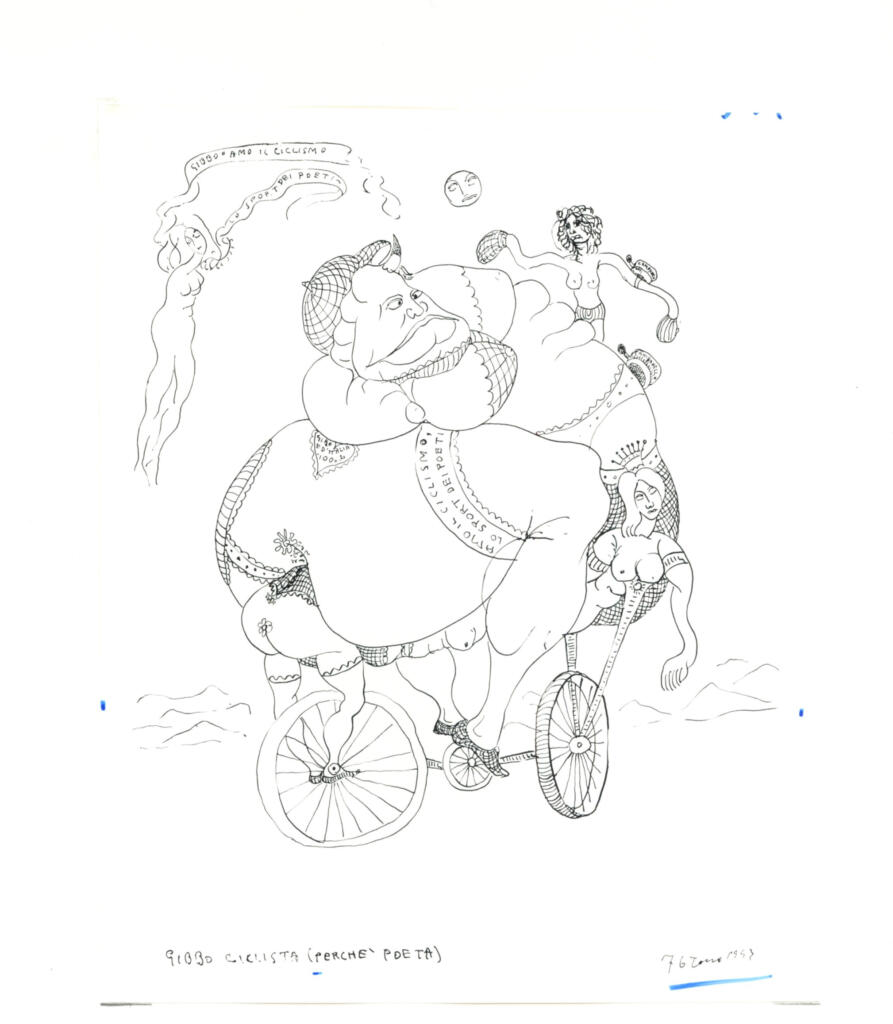 Anonimo , Zancanaro, Antonio - sec. XX - Gibbo ciclista (perchè poeta) , fronte