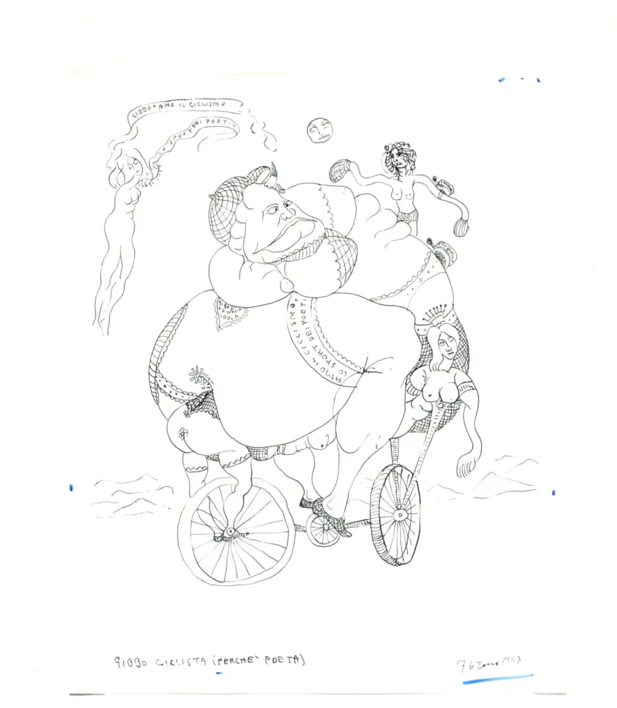 Anonimo , Zancanaro, Antonio - sec. XX - Gibbo ciclista (perch&egrave; poeta) , fronte