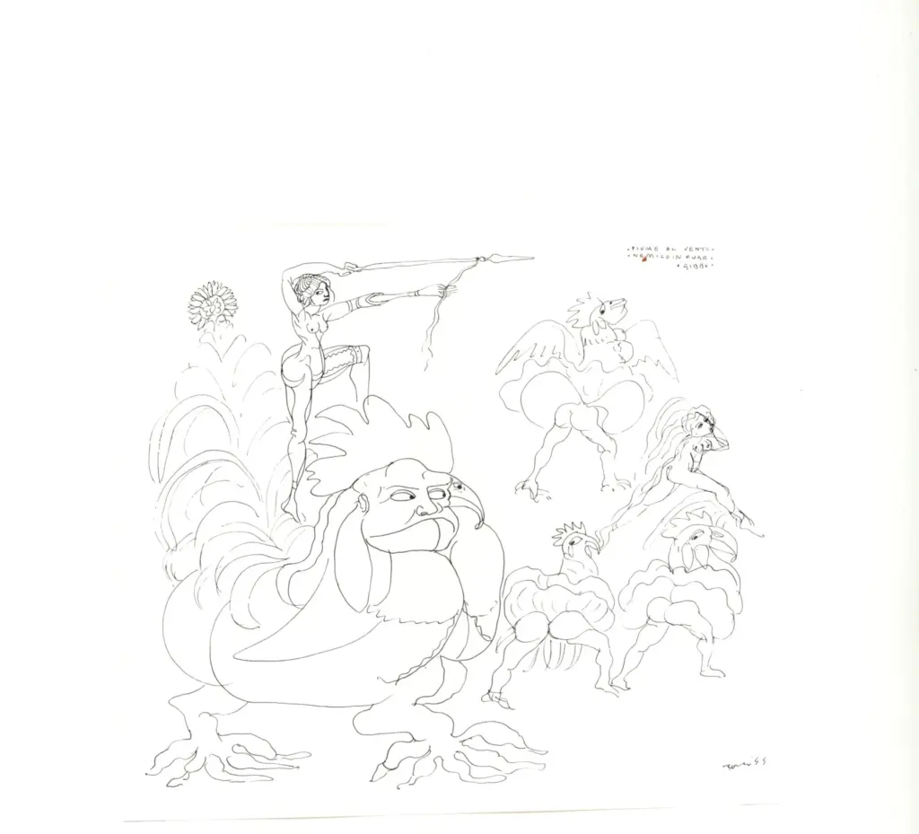 Anonimo , Zancanaro, Antonio - sec. XX - Piume al vento. Nemico in fuga. Gibbo , fronte