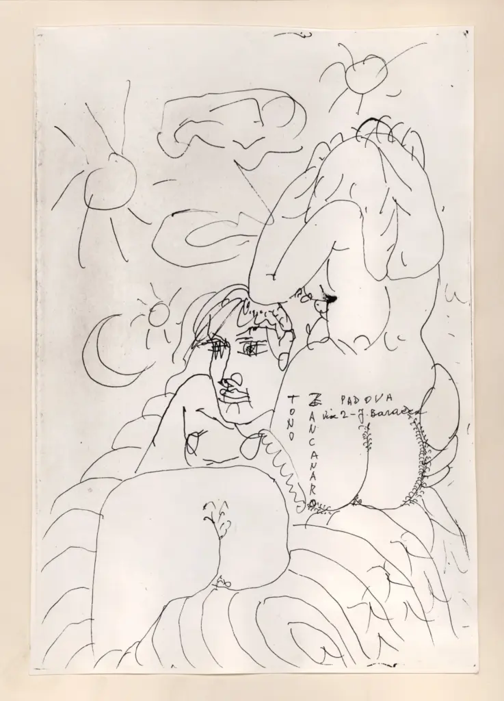 Universit&agrave; di Pisa. Dipartimento di Storia delle Arti , Zancanaro, Antonio - sec. XX - Quaderno B: 1a di copertina: "I lussuriosi - Taide" , fronte