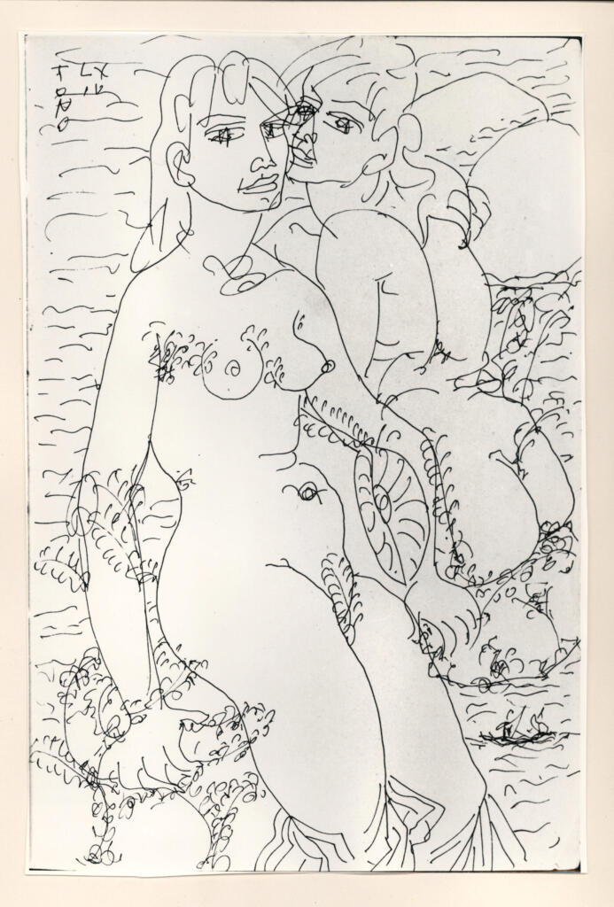 Università di Pisa. Dipartimento di Storia delle Arti , Zancanaro, Antonio - sec. XX - "Divina Commedia": quaderno B, 3a di copertina: "Paolo e Francesca" , fronte