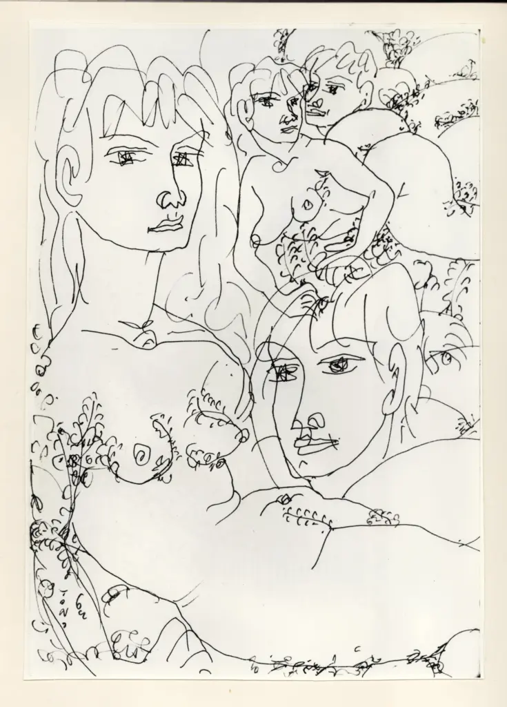 Universit&agrave; di Pisa. Dipartimento di Storia delle Arti , Zancanaro, Antonio - sec. XX - "Divina Commedia": quaderno B, foglio 69 recto: "I lussuriosi" , fronte